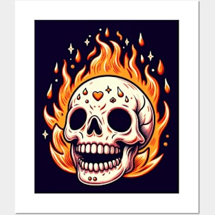 Fire skull Posters and Art